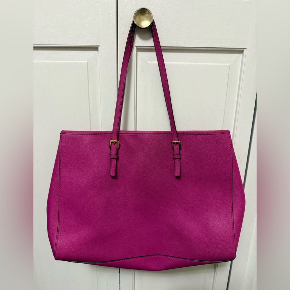 MICHAEL KORS Large Saffiano Leather Tote Bag Hot Pink - Picture 2 of 11